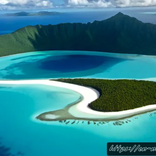 Home 17 누벨칼레도니 해양 기후 특징 - Photorealistic aerial view of New Caledonia’s vast turquoise lagoon and coral reef near Grande Terre...